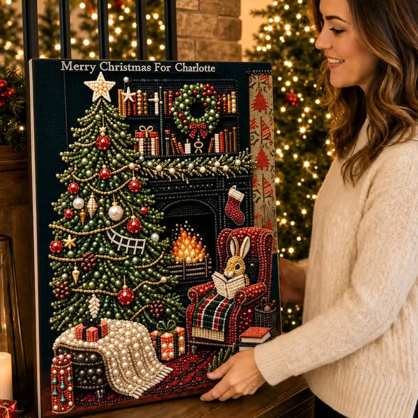 🎅🎄 Premium 3D Pearl Christmas Reindeer Diamond Painting Art Kit | Luxury Flocked Canvas with Scratch-Resistant Non-Fading Pearl Beads DIY Holiday Decor⛄️❄️
