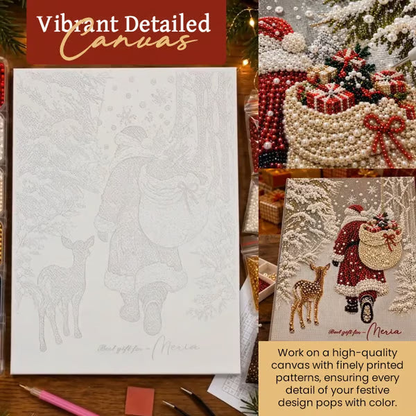 🎅🎄 Premium 3D Pearl Christmas Reindeer Diamond Painting Art Kit | Luxury Flocked Canvas with Scratch-Resistant Non-Fading Pearl Beads DIY Holiday Decor⛄️❄️