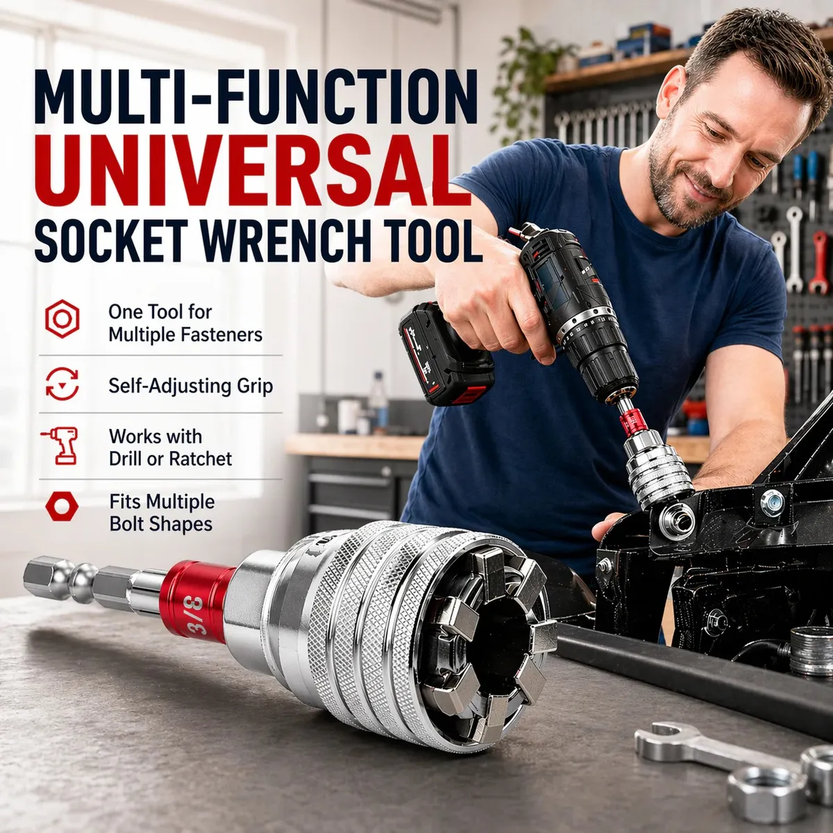 🚗BUY 2 FREE SHIPPING🔥 Multi-Function Universal Socket Wrench Tool