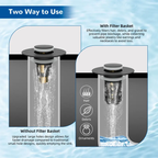 🚿 Smart Sink Drain Stopper – 3-in-1 Pop-Up Strainer with Hair Catcher & Filter Basket