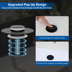 🚿 Smart Sink Drain Stopper – 3-in-1 Pop-Up Strainer with Hair Catcher & Filter Basket