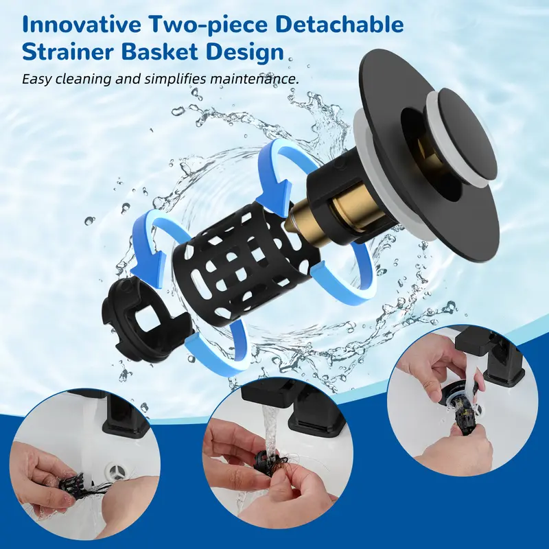 🚿 Smart Sink Drain Stopper – 3-in-1 Pop-Up Strainer with Hair Catcher & Filter Basket