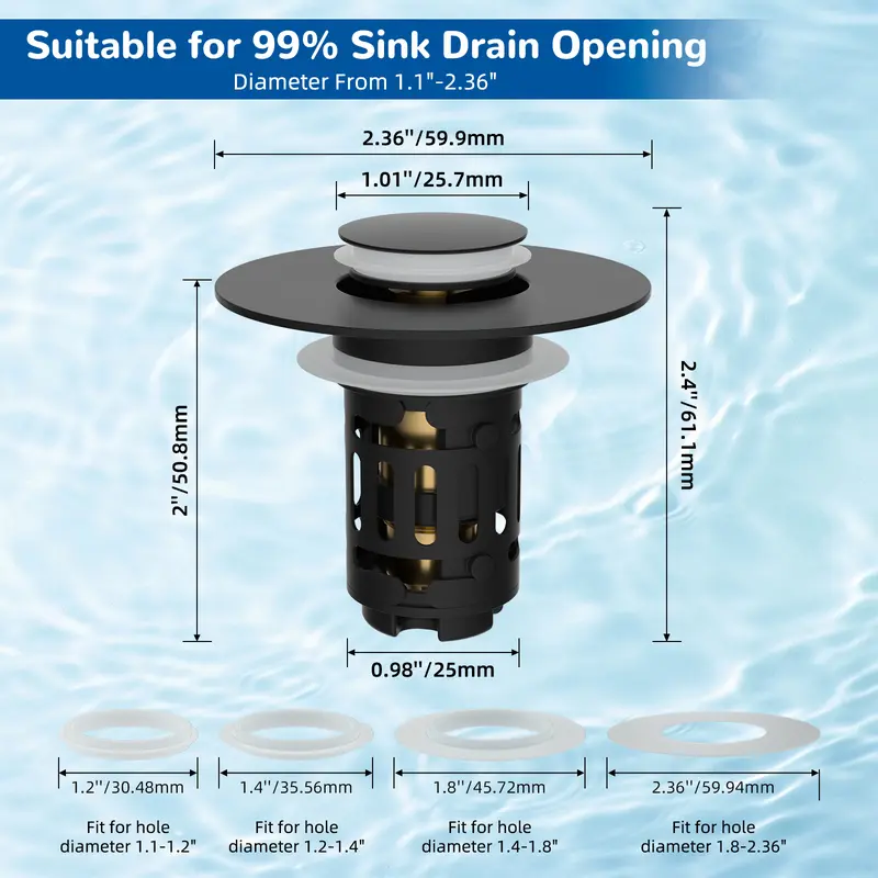 🚿 Smart Sink Drain Stopper – 3-in-1 Pop-Up Strainer with Hair Catcher & Filter Basket