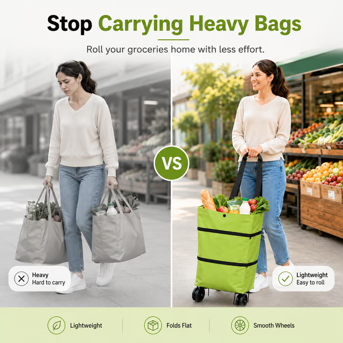 🔥LAST DAY 50% OFF-2 in 1 Lightweight Collapsible Shopping Cart