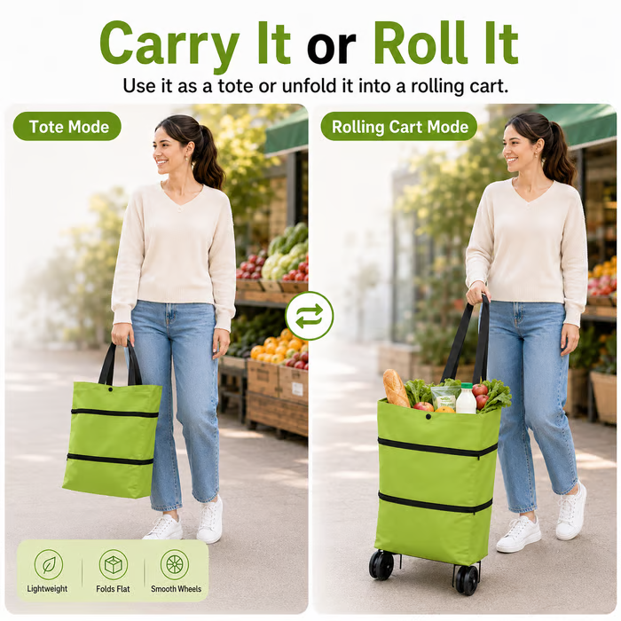 🔥LAST DAY 50% OFF-2 in 1 Lightweight Collapsible Shopping Cart