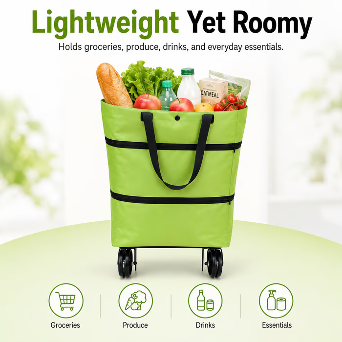🔥LAST DAY 50% OFF-2 in 1 Lightweight Collapsible Shopping Cart