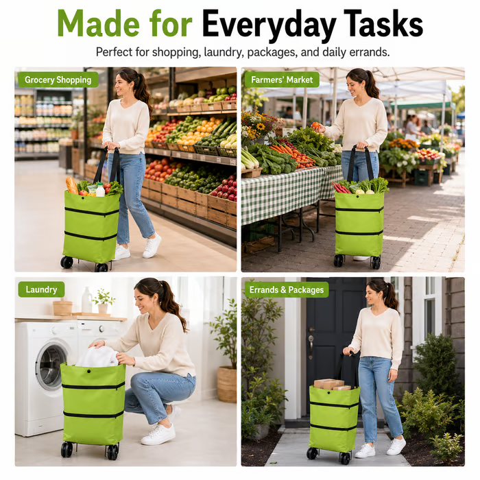 🔥LAST DAY 50% OFF-2 in 1 Lightweight Collapsible Shopping Cart