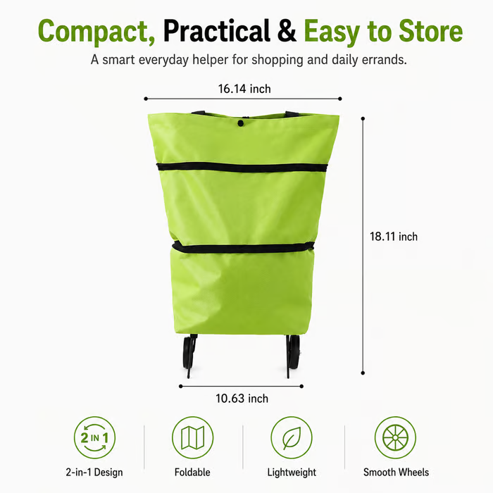 🔥LAST DAY 50% OFF-2 in 1 Lightweight Collapsible Shopping Cart