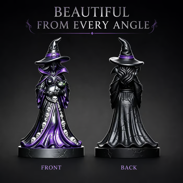 🔥 Last Day 49% OFF – 🧙‍♀️ Midnight Witch & Black Cat Lantern Figurine ✨