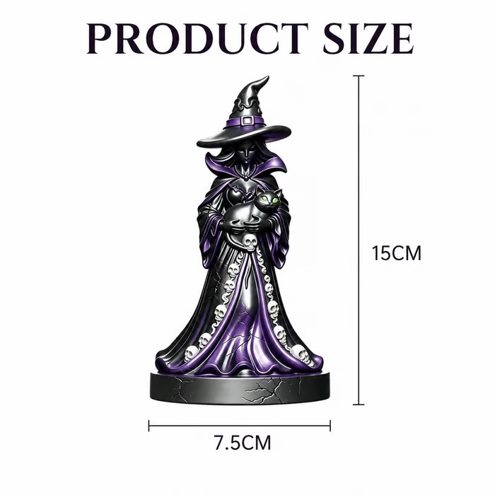 🔥 Last Day 49% OFF – 🧙‍♀️ Midnight Witch & Black Cat Lantern Figurine ✨