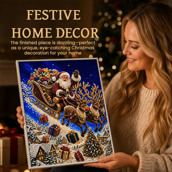 🎅🎄 Premium 3D Pearl Christmas Reindeer Diamond Painting Art Kit | Luxury Flocked Canvas with Scratch-Resistant Non-Fading Pearl Beads DIY Holiday Decor⛄️❄️