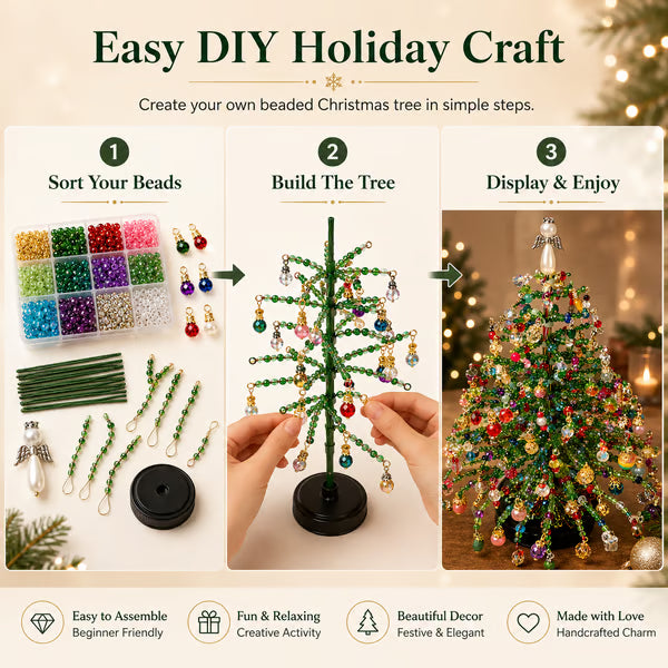 🎄✨ DIY Beaded Christmas Tree Kit – Create Your Own Sparkling Holiday Decor 🎅