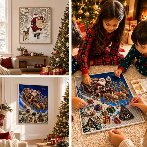 🎅🎄 Premium 3D Pearl Christmas Reindeer Diamond Painting Art Kit | Luxury Flocked Canvas with Scratch-Resistant Non-Fading Pearl Beads DIY Holiday Decor⛄️❄️